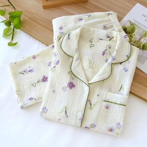 Japanese Cotton Crepe Women's Pajama Set - Foxy Beauty
