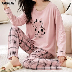Pink Plaid Puppy Women's Pajama Set - Foxy Beauty