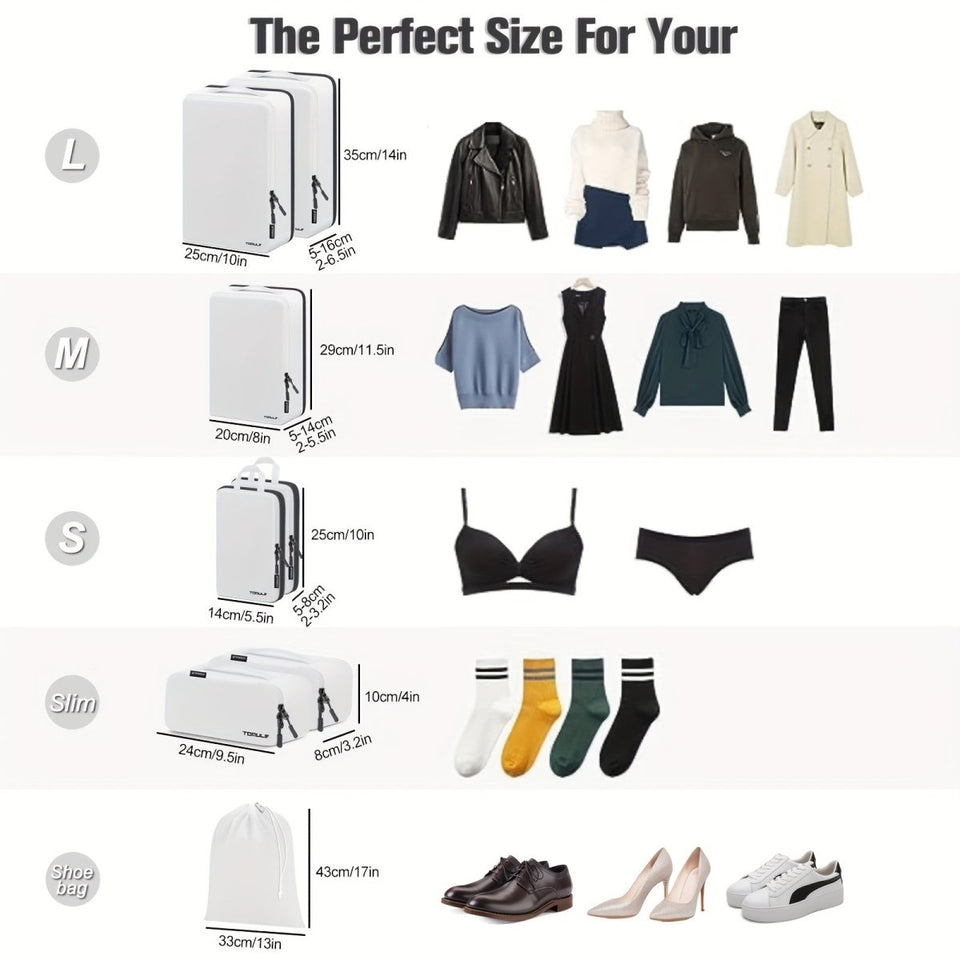 8 - Piece Compression Packing Cubes