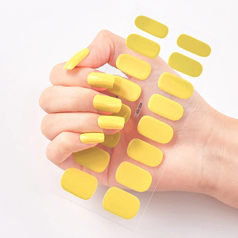Semi-Cured Gel Nail Strips Manicure Kit Yellow
