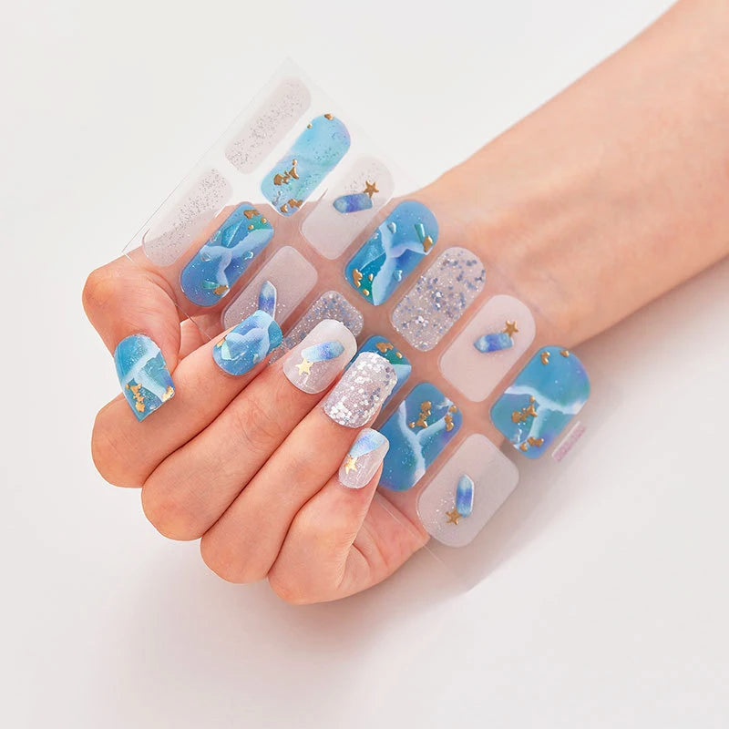 gel nail stickers light blue