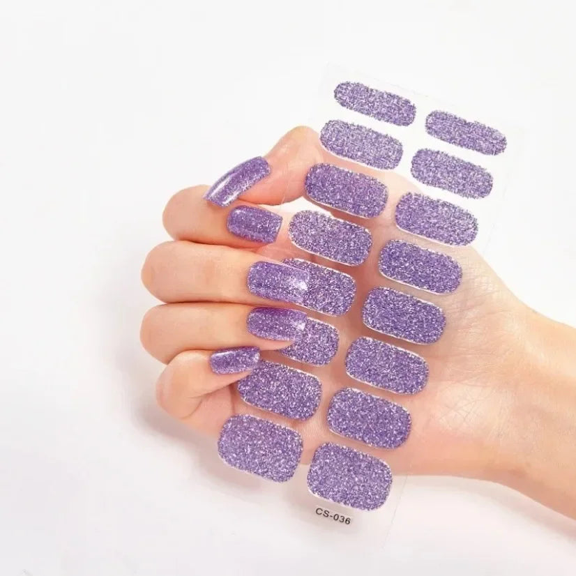 Semi-Cured Gel Nail Strips Manicure Kit Purple