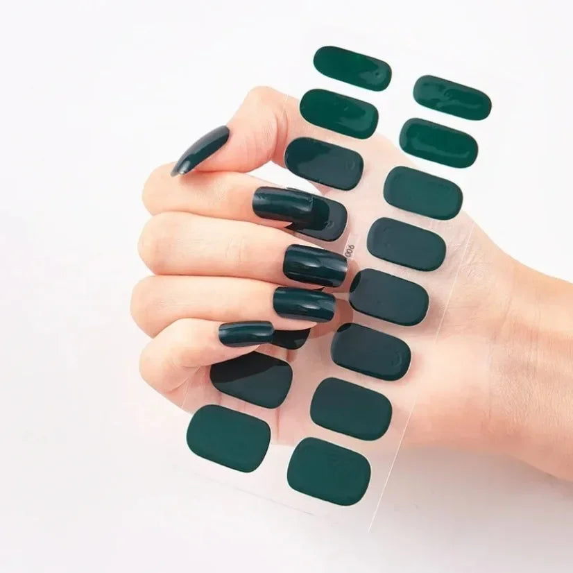 Semi-Cured Gel Nail Strips Manicure Kit Green