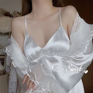 Bridal Lace Robe Nightgown Set Luxury