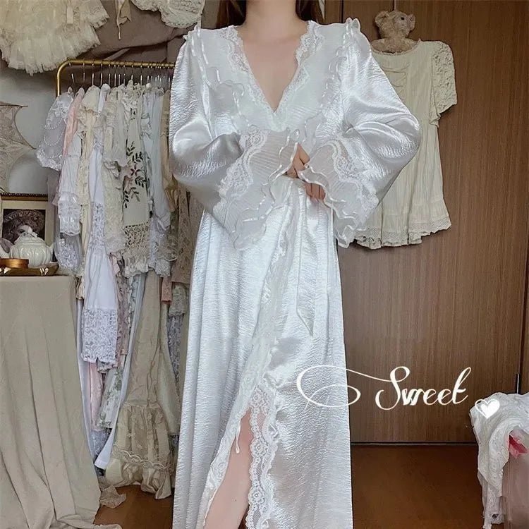 Bridal Lace Robe Nightgown Set Luxury