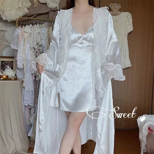 Bridal Lace Robe Nightgown Set Luxury
