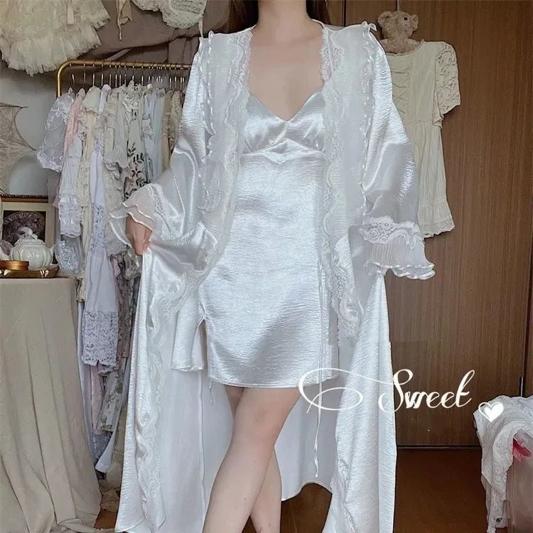 Bridal Lace Robe Nightgown Set Luxury