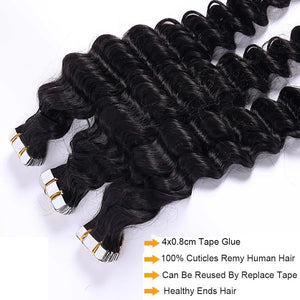 Deep Wave Remy Tape Hair Extensions