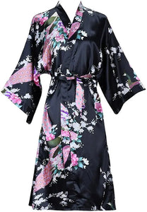 Floral Silk Bridal Kimono Bathrobe Short