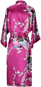 Floral Silk Bridal Kimono Bathrobe Short