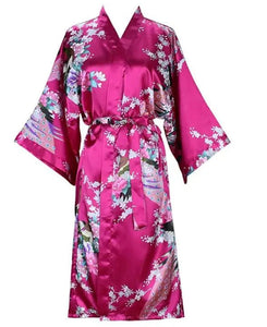 Floral Silk Bridal Kimono Bathrobe Short