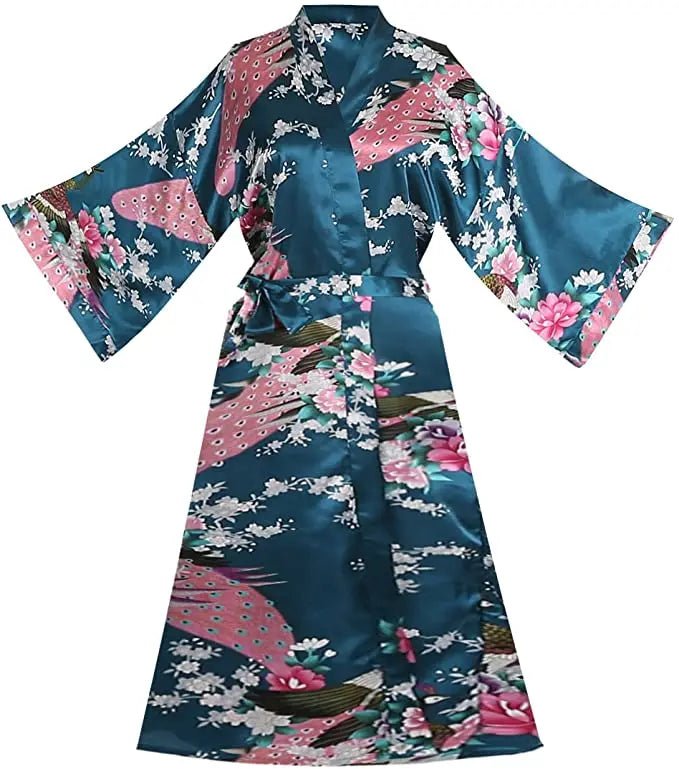 Floral Silk Bridal Kimono Bathrobe Short