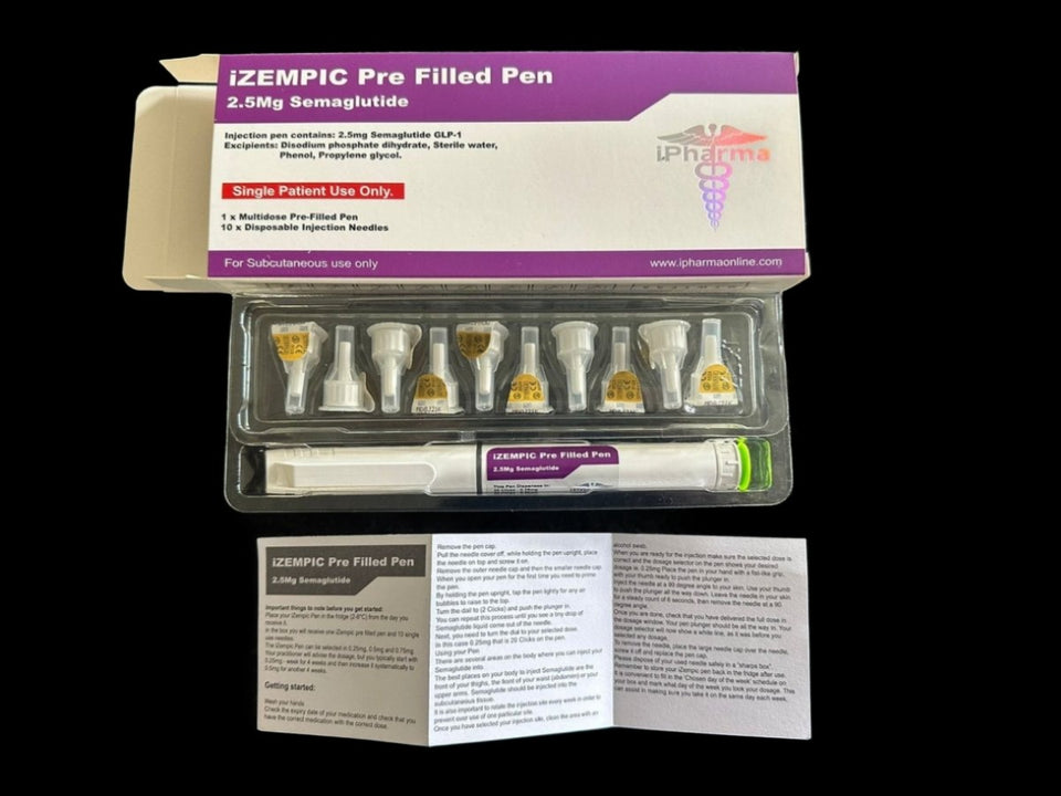 Open Box View: IPharma Izempic Semaglutide Pen Kit - Showing Pen, Needles, and Leaflet