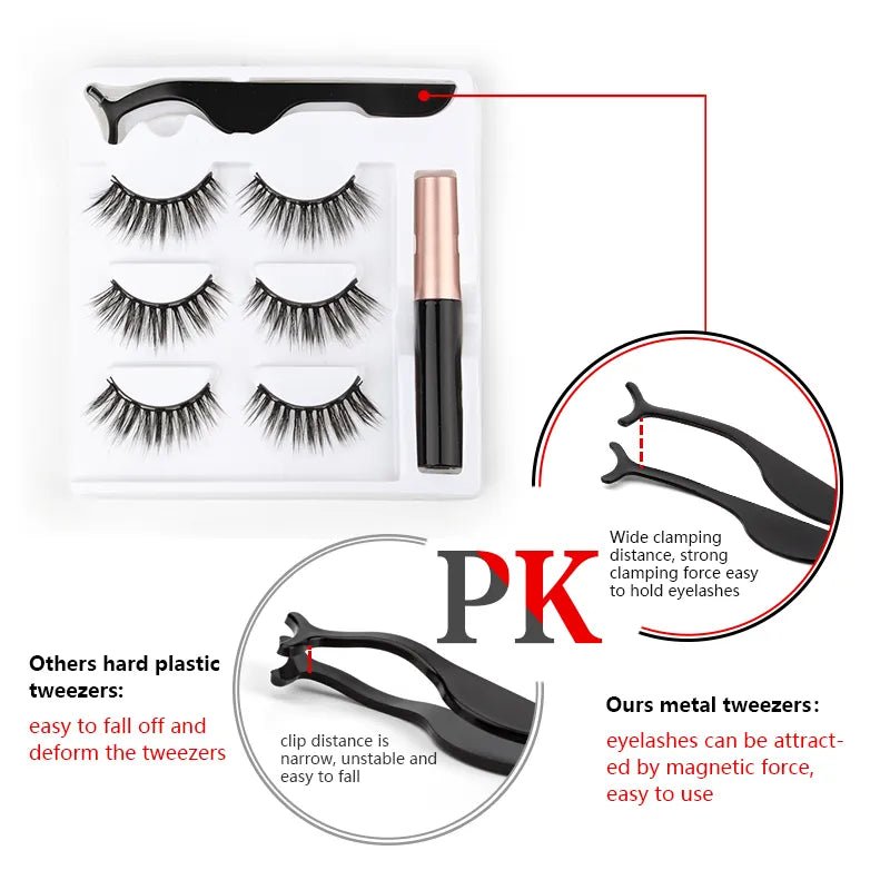 Magnetic Eyelashes Set with Tweezers Waterproof