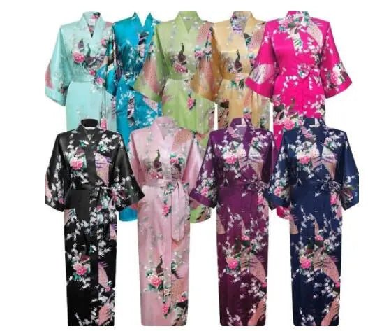 Peacock Floral Kimono Bathrobe Gown