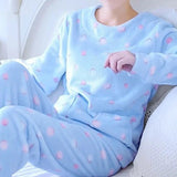 Plaid Flannel Women's Pajamas Set Warm