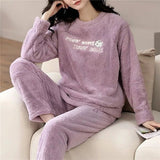 Plaid Flannel Women's Pajamas Set Warm