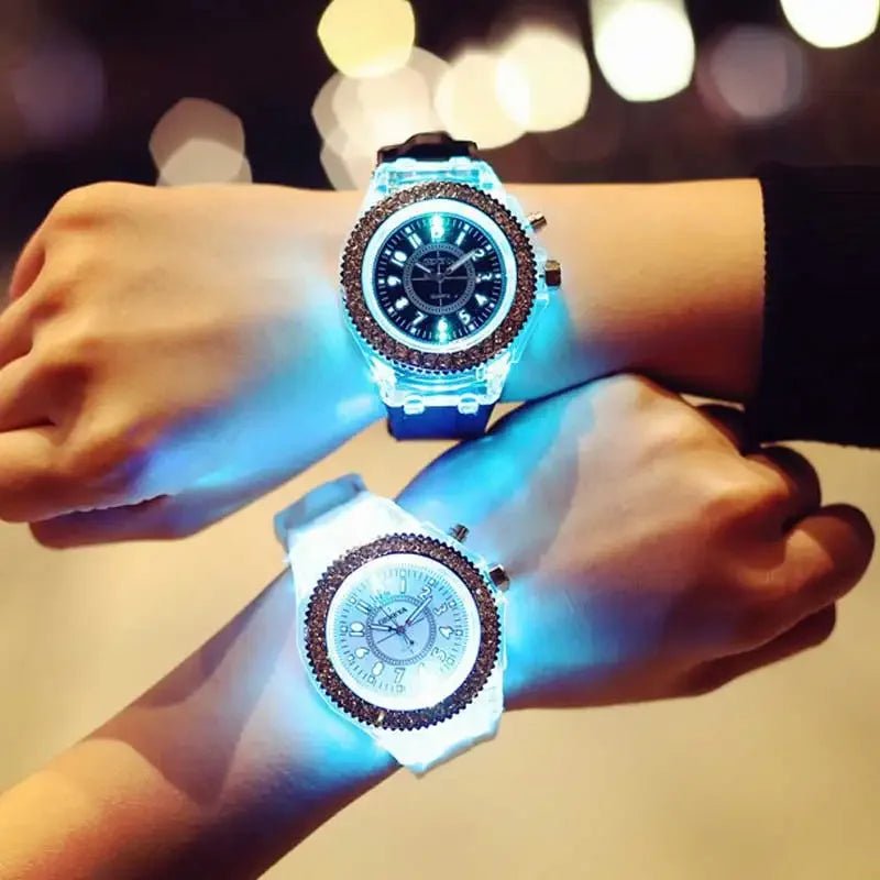 Rhinestone LED Jelly Watches Unisex Luminous