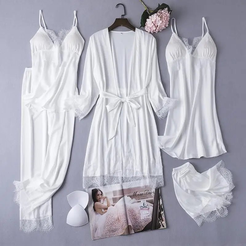 Satin Bridal Robe Set Nightwear Gown