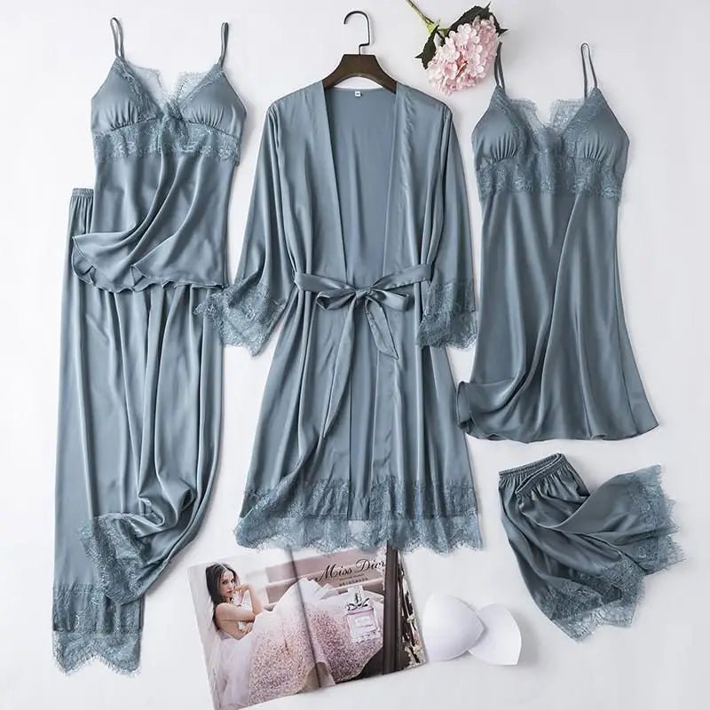 Satin Bridal Robe Set Nightwear Gown