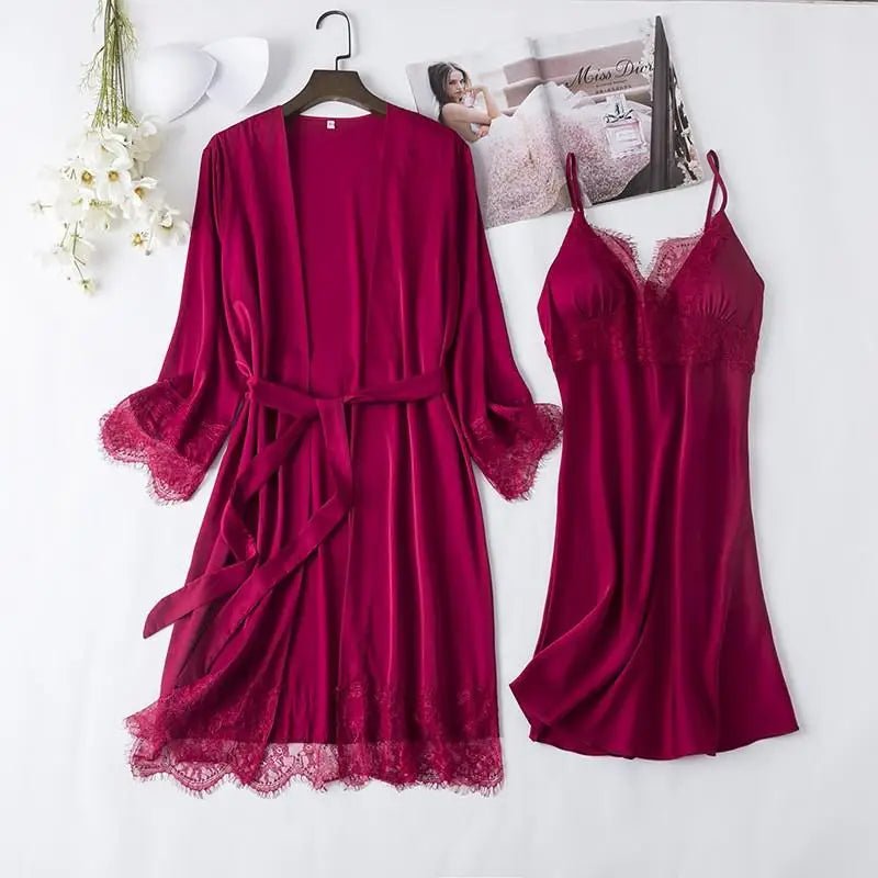 Satin Bridal Robe Set Nightwear Gown