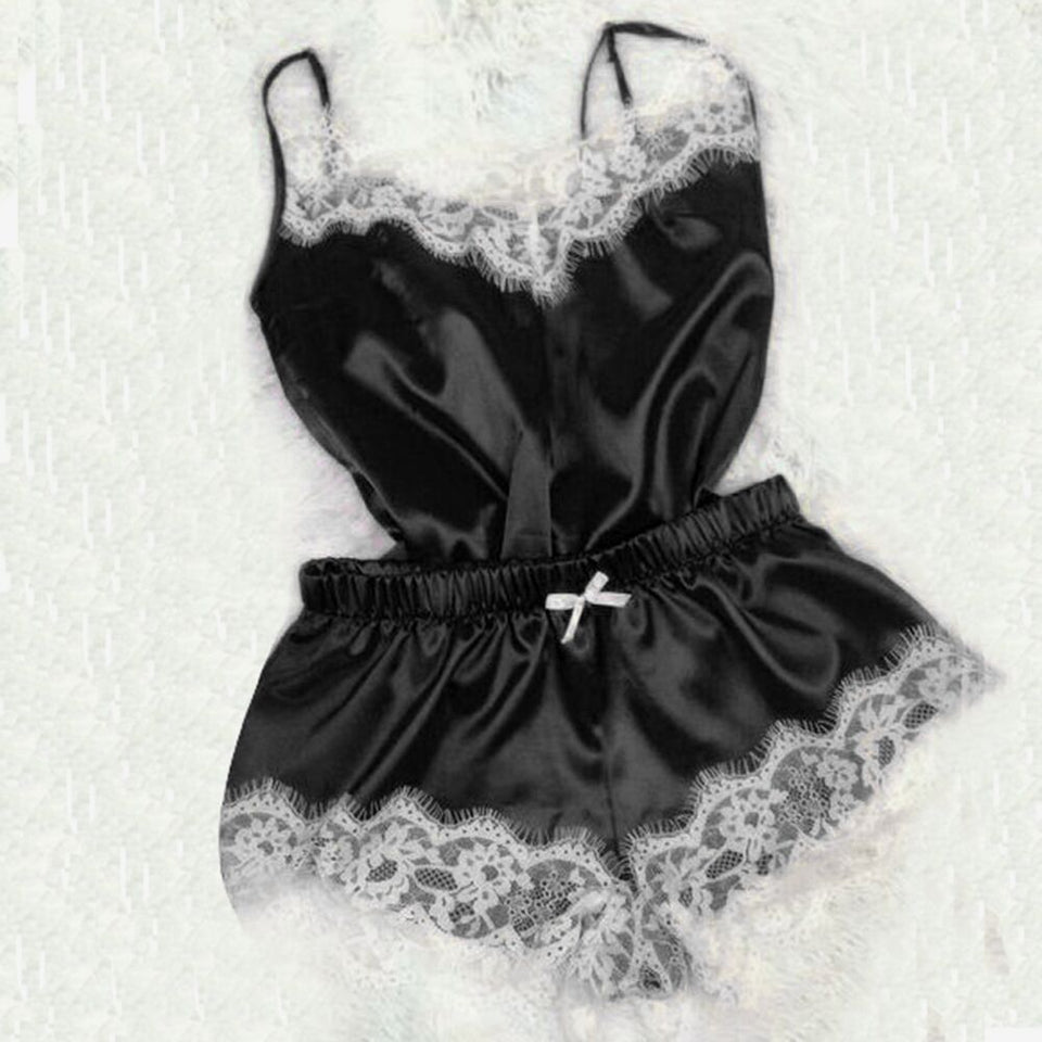 Sexy Satin Pajama Set with Lace Detail for Women South Africa