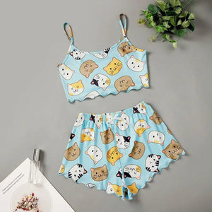 Summer Crop Top Pajama Set