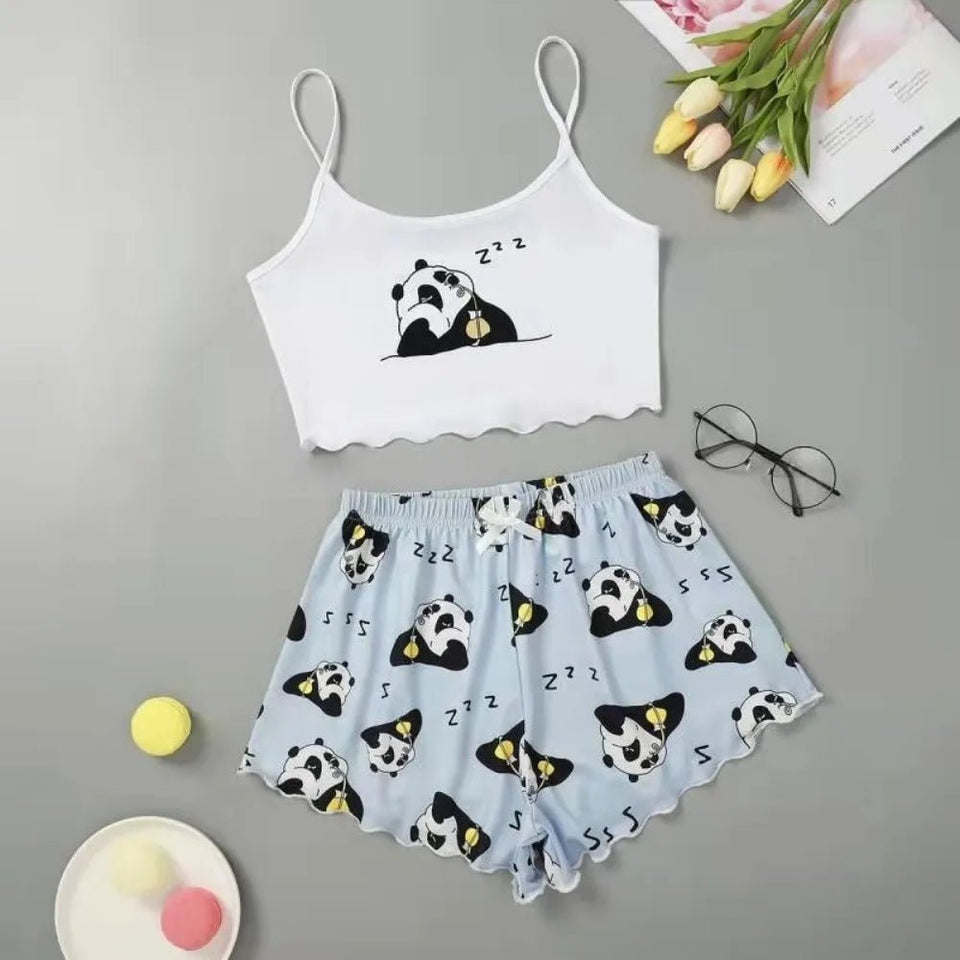 Summer Crop Top Pajama Set