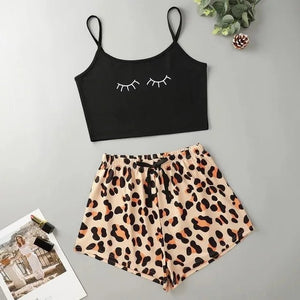 Summer Crop Top Pajama Set