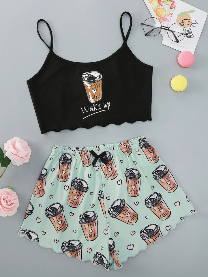 Summer Crop Top Pajama Set