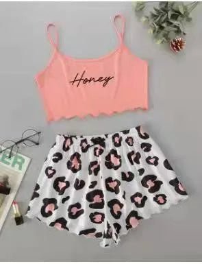 Summer Crop Top Pajama Set