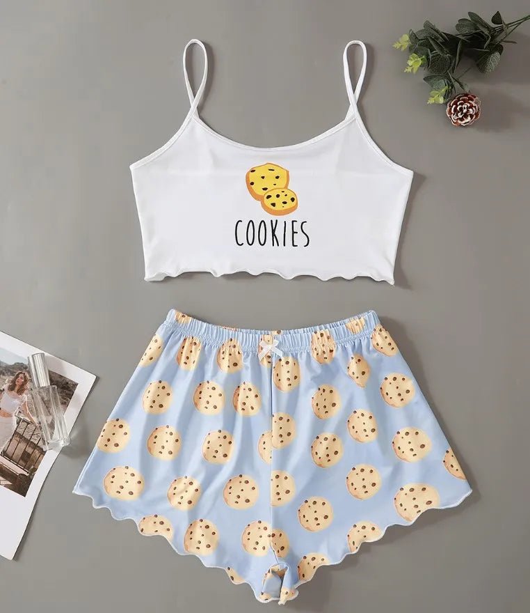 Summer Crop Top Pajama Set