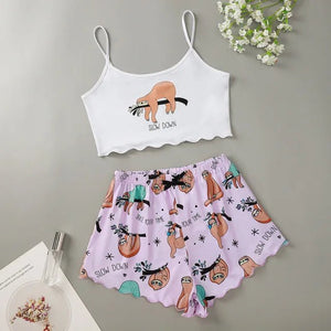 Summer Crop Top Pajama Set