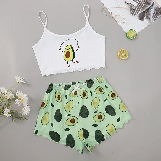 Summer Crop Top Pajama Set