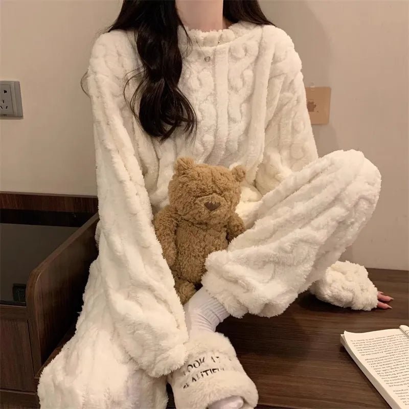 Women's Winter Velvet Jacquard Pajama Set
